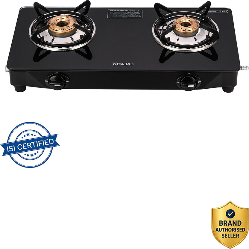 BAJAJ UCX 2B Glass Manual Gas Stove (2 Burners)