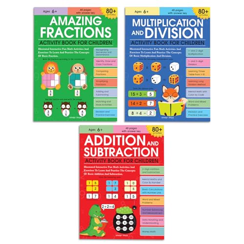 Math Activity Books Bundle 2 – Multiply / Fraction / Addition (Pack of 3 Books)