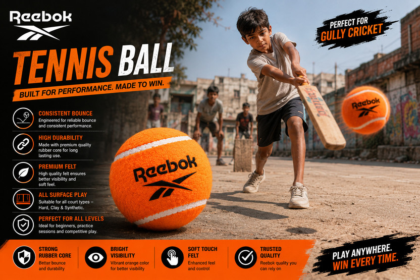 REEBOK ACBT006 Cricket Tennis Ball (Standard, Pack of 12, Orange) - Image 3