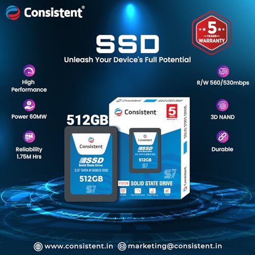 Consistent SSD 512GB 2.5 Inch