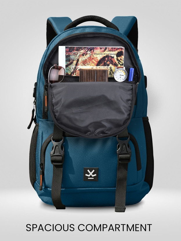 WROGN Large 40 L Laptop Backpack with Port and Rain Cover (Blue) - Image 2