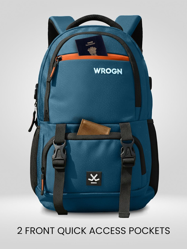 WROGN Large 40 L Laptop Backpack with Port and Rain Cover (Blue) - Image 3