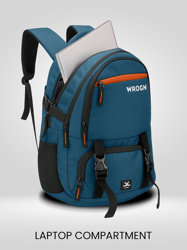 WROGN Large 40 L Laptop Backpack with Port and Rain Cover (Blue) - Image 5