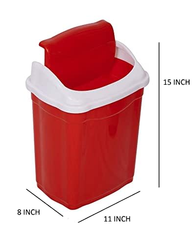 ARISTO Small Plastic Swing Dustbin,16 Ltr RED - Image 4