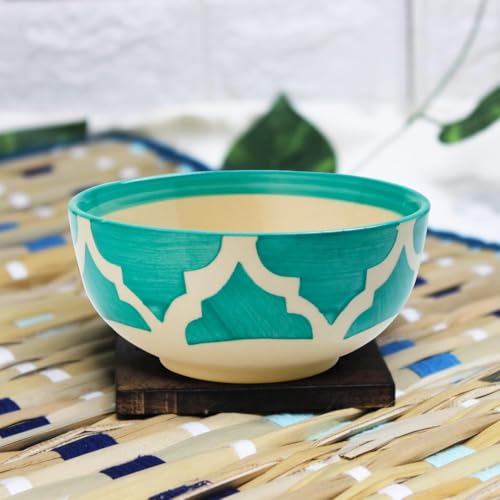Moroccan Print Green Ceramic Bowl