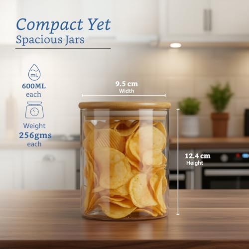 Amazon Brand - Solimo Glass Borosilicate Jar 600Ml,Transparent,4 PCS - Image 6
