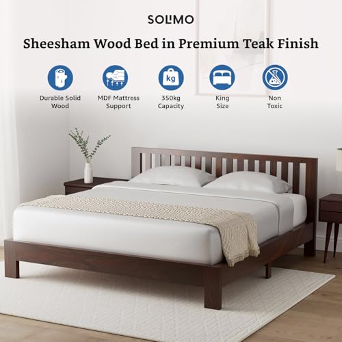 Amazon Brand - Solimo Petra Solid Sheesham Wood King Bed (Teak Finish) - Image 4