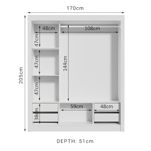 Madesa 3 Sliding Doors Wardrobe