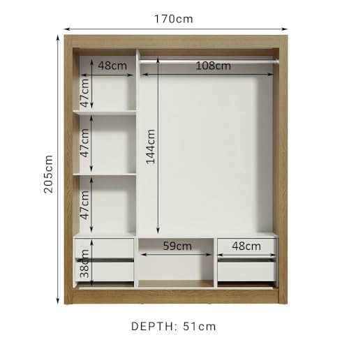 Madesa 3 Sliding Doors Wardrobe