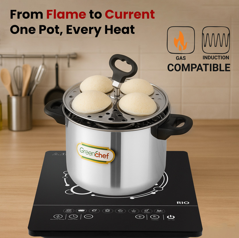 Greenchef Vesta Induction Idli Maker (4 Plates , 16 Idlis ) - Image 3