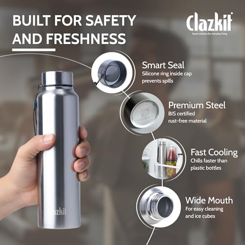 Clazkit Water Bottle Stainless Steel