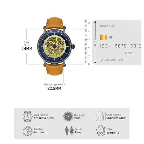 TIMEX Round 44mm Blue Dial Automatic Men Watch - TWEG16711 - Image 3