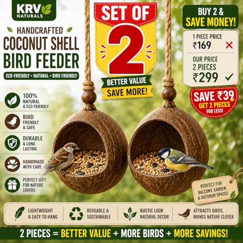 Bird Feeder Natural Coconut Shell Pack of 2 - Image 2