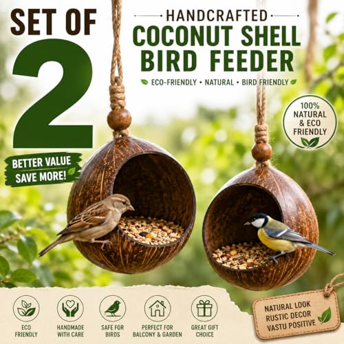 Bird Feeder Natural Coconut Shell Pack of 2 - Image 3