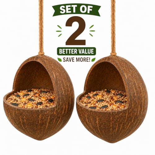 Bird Feeder Natural Coconut Shell Pack of 2 - Image 4
