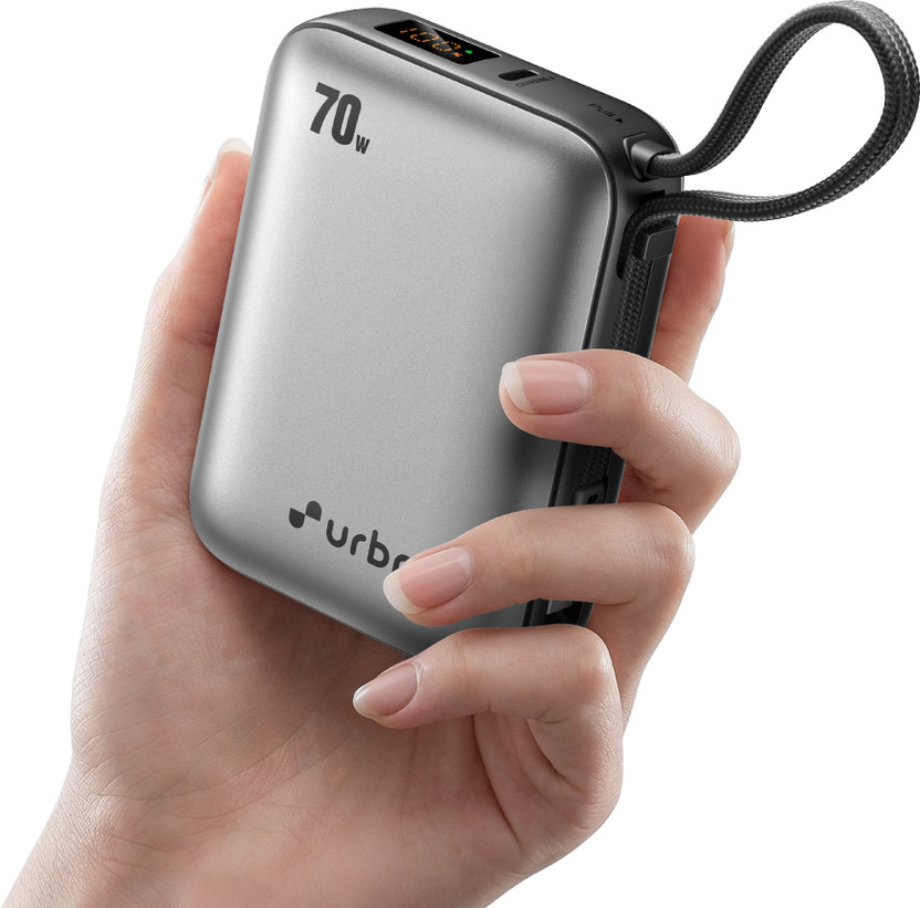 URBN 20000 mAh 70 W Nano Pocket Size Power Bank (Silver, Lithium,...more