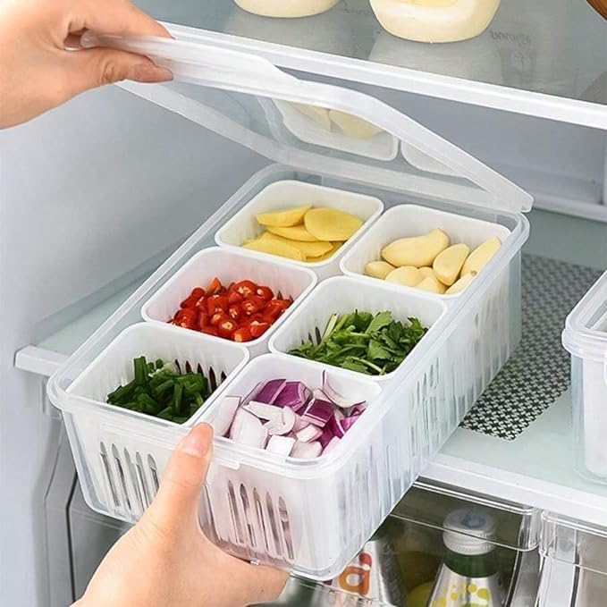 ADD2CART 6-Grid Refrigerator Storage Container