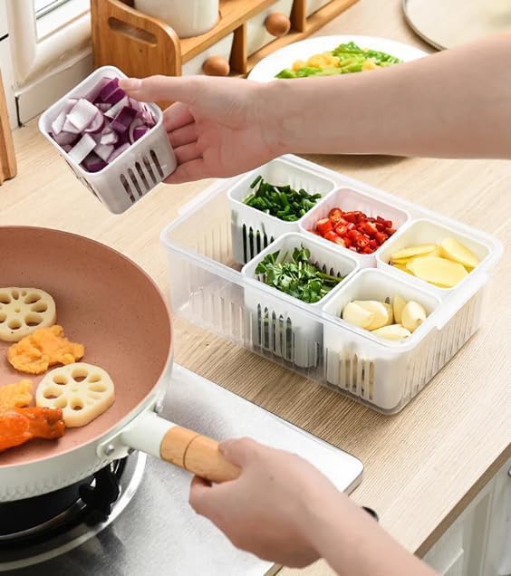 ADD2CART 6-Grid Refrigerator Storage Container
