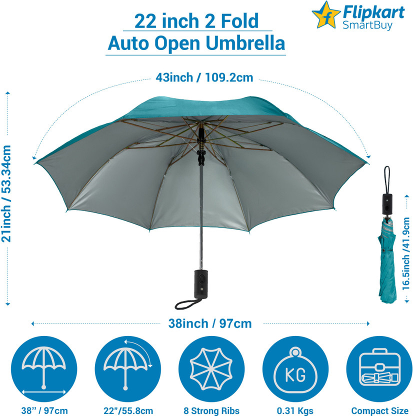 Flipkart SmartBuy UV Protection 2 Fold Umbrella (Blue) - Image 3