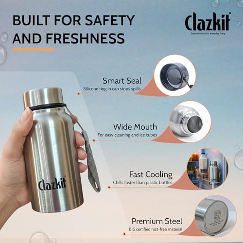 Clazkit Stainless Steel Water Bottle