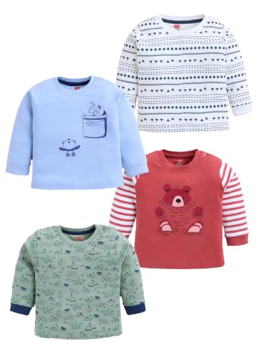 LuvLap Baby Boys Regular Fit 100% Cotton Full Sleeves Boys T-Shirt Set Pack of 4