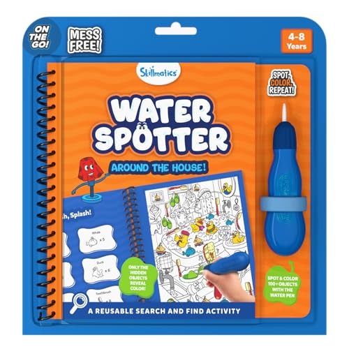 Skillmatics Reusable Search & Find Book – Water Spotter, Mess-Free Activity | Paint with Water Kit, Fun Learning Activity, Screen-Free Travel Toy, Gifts for Boys & Girls Ages 4, 5, 6, 7, 8