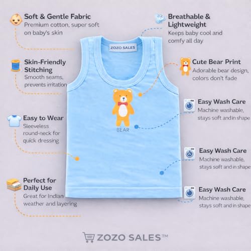 Unisex Baby Vest Sleeveless Cotton