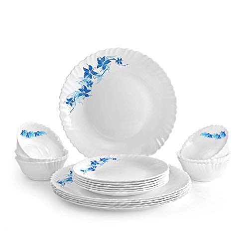 Cello Dazzle Opalware Dinner Set (18 Units, Blue Swirl)