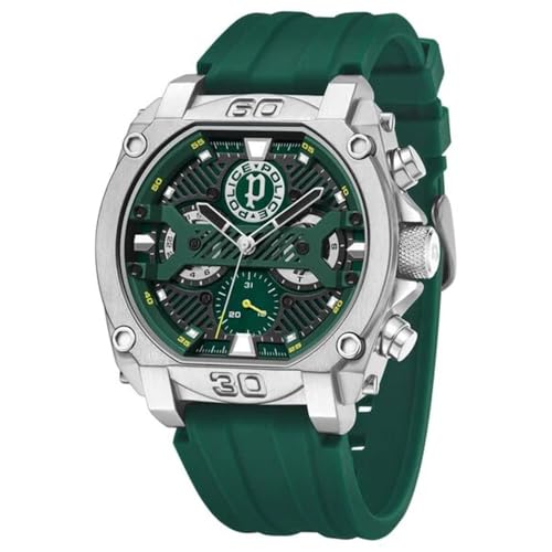 Police Green Dial Multifunction Silicone Strap Watch for Men - Image 2