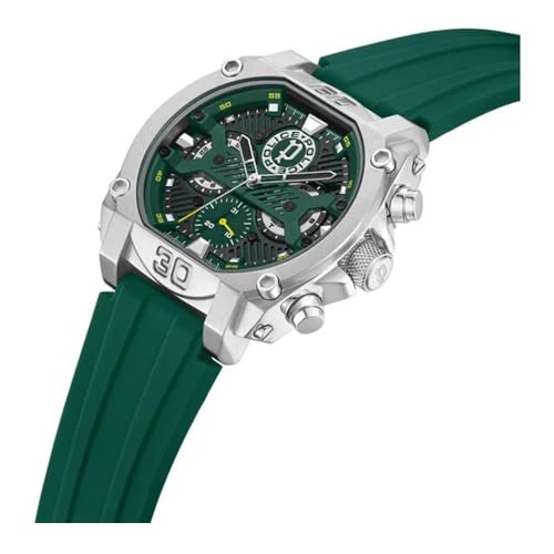 Police Green Dial Multifunction Silicone Strap Watch for Men - Image 4
