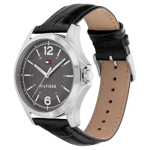Tommy Hilfiger Analog Grey Dial Leather Strap Watch for Men - Image 2