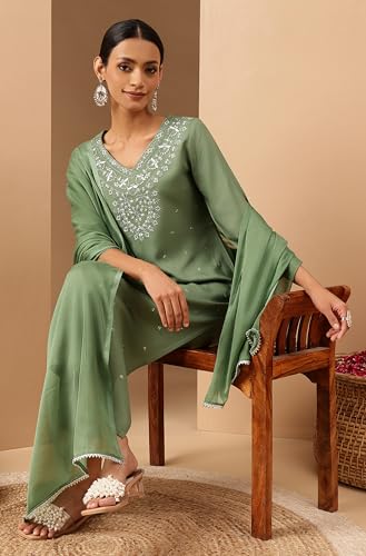 Janasya Women's Rayon Embroidery Straight Kurta Set - Image 2