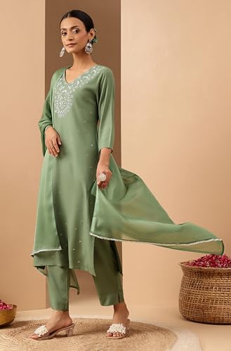 Janasya Women's Rayon Embroidery Straight Kurta Set - Image 3