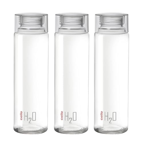 Cello H2O Unbreakable Premium Edition Bottle, 1 Litre, Set of 3, Grey