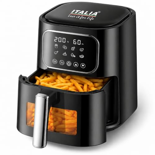 ITALIA 4.5L Digital Air Fryer | Clear Window, 1200W, 8 Presets, For Home