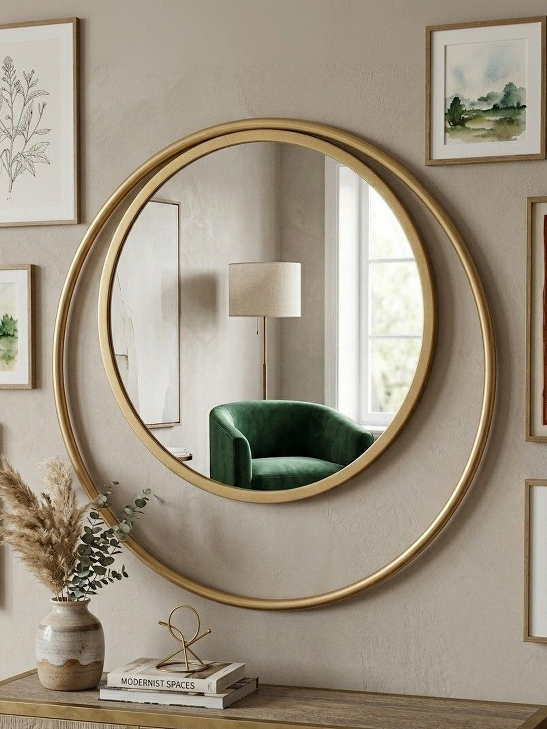 Hind Decor Round Metal Wall Mirror