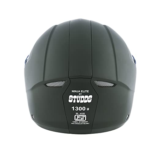 STUDDS Ninja Elite SUPER Flip Up Full Face Helmet (Military Green, L) - Image 5