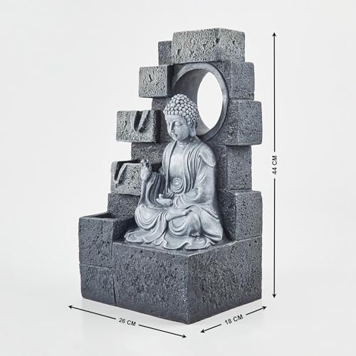 Home Centre Corsica Alpine Polyresin Buddha Fountain - 26x18x44cm - Image 3