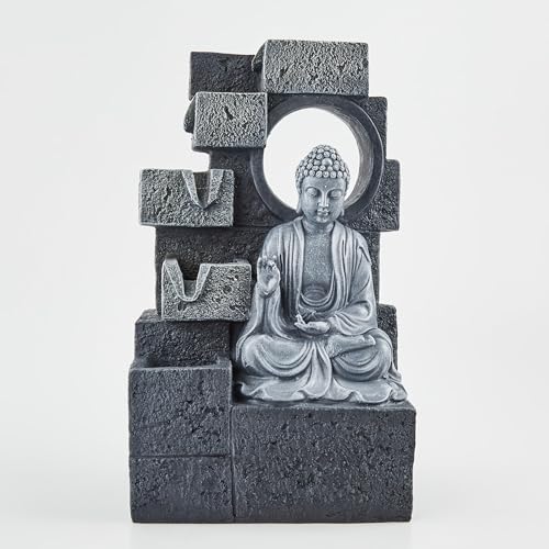 Home Centre Corsica Alpine Polyresin Buddha Fountain - 26x18x44cm - Image 4