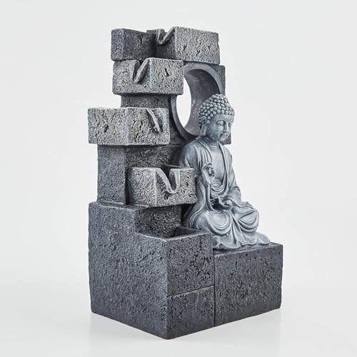Home Centre Corsica Alpine Polyresin Buddha Fountain - 26x18x44cm - Image 5