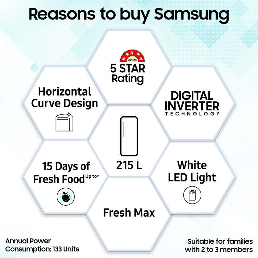 Samsung 215 L Direct Cool Single Door 5 Star Refrigerator with D - Image 2