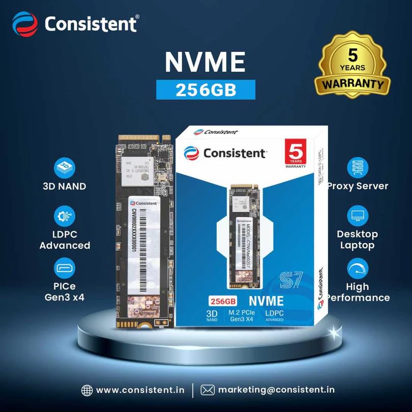 Consistent 256GB NVMe PCIe M.2