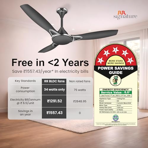 RR Signature CURVEAIR MAXX 1200 MM BLDC Ceiling Fan - VENETIAN GREY - Image 6