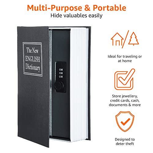 amazon basics Book Safe with Combination Lock, Black - Image 3