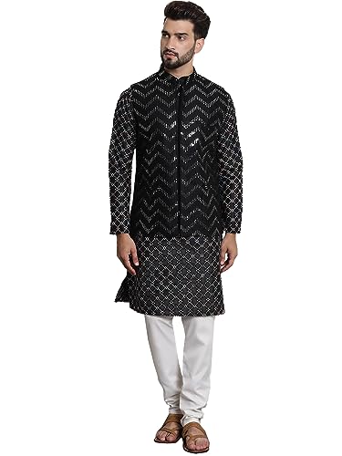 SOJANYA (Since 1958 Men's Silk Blend Kurta and Pyjama with Nehru Jacket