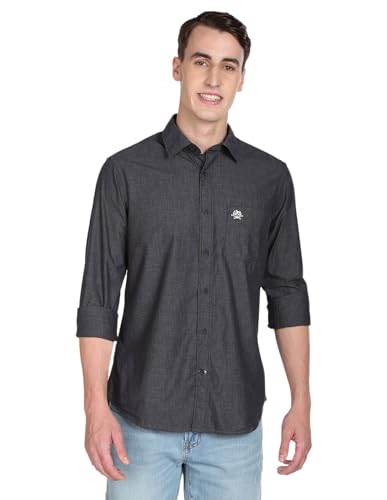 U.S. Polo ASSN. Men's Solid Spread Collar Premium Cotton Tailored Fit Shirt