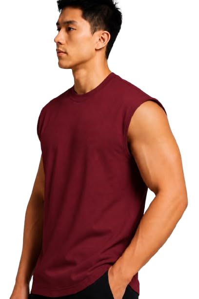 Men Solid Sleeveless T-Shirt with Crew Neck for Gym, Sports and Casual Wear