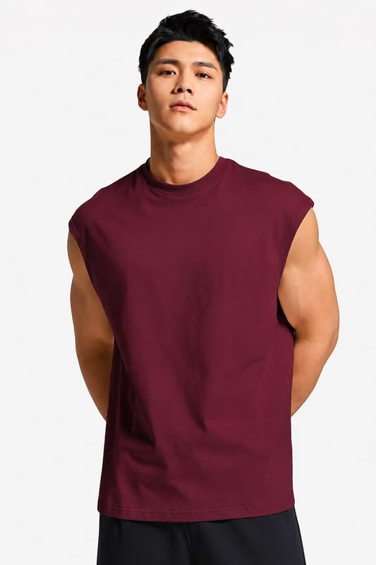 Men Solid Sleeveless T-Shirt