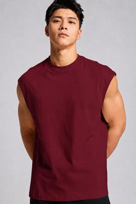 Men Solid Sleeveless T-Shirt