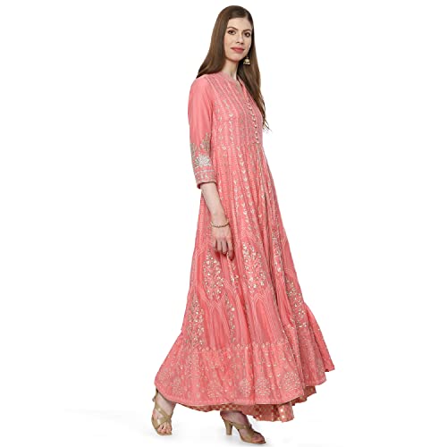BIBA Women Cotton Anarkali Embroidered Suit Set - Image 3